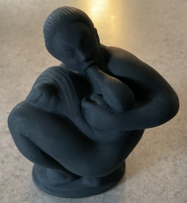 KAHLER KERAMIK :: c1920  LEDA & THE SWAN  BLACK MATTE 6  SCULPTURE Scand DENMARK