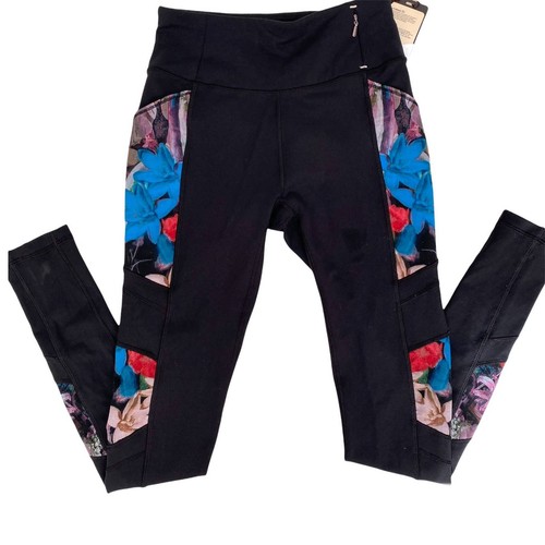 CALIA Essential Mesh Leggings by Carrie Underwood Black Floral Pockets Women XS - Picture 1 of 11