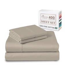 Pizuna Pure 100 Cotton Sheets Queen Size, Luxurious 400 Thread Count Long St...