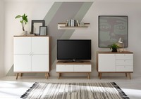 Wohnwand Merle Anbauwand 321Cm Eiche Riviera Weiß Matt Wohnzimmer 69633219
