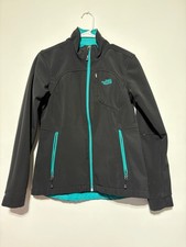 The North Face Women Size M Black Teal Full Zip Softshell Jacket