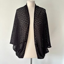 Next Black Crochet Knit Slouch Cardigan Beach Cover Up Size M UK 12 14 VGC