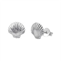 Jakobsmuschel Ohrstecker 925 Silber Klein Meerjungfrau - Silverly