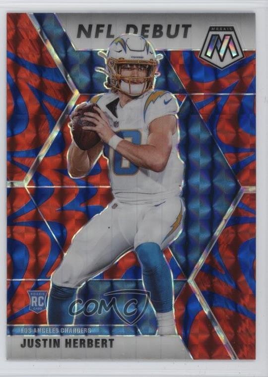 2020 Panini Mosaic NFL Debut Reactive Blue Prizm Justin Herbert Rookie RC gr6