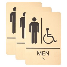 3 Pcs 9 6 Inch Restroom Sign, Men Wheelchair Signage Braille