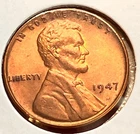 1947-P Lincoln Wheat Cent Penny GEM RED BU From an Original Bank Roll