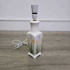 Vintage Ceramic Pottery Lamp Hand Painted Floral Bedside Table Light / Lamp