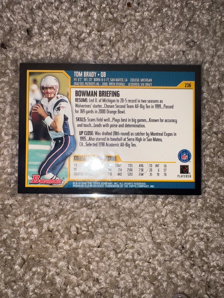 2000 Bowman - Tom Brady #236 (RC) - Image 2 of 2