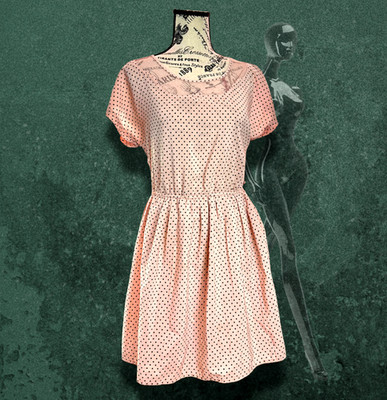 Bordeaux Los Angeles Pink Polkadot Fit & Flare Dress Size S