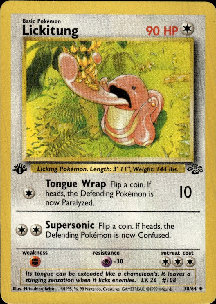 Pokemon First Edition Jungle #38/64 Lickitung Uncommon Near Mint or Better tcg