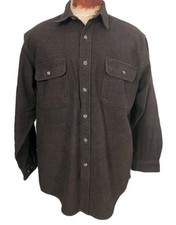 Field Stream Men Long Sleeve Button Up Heavy Thick Flannel Size Large Brown