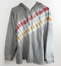 Torrid Grey Pullover Tie Dye Striped Hoodie Pink Blue Yellow Lightweight Size 2X