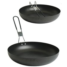 Camping Bratpfanne mit Klappstiel Outdoor Pfanne Stahl 25 cm antihaftbeschichtet