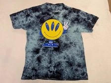 A LAB T-shirt Large Blue Tie Dye  alien happy face peace sign