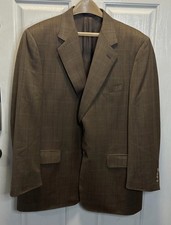 Canali Italy Sport Coat Mens 46R Brown Glen Plaid 100 Pure Wool Super 120s READ