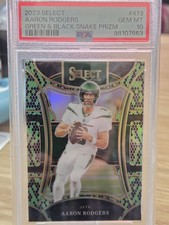 2023 Panini Select Aaron Rodgers Green And Black Snake Skin Prizm 2/2 PSA 10