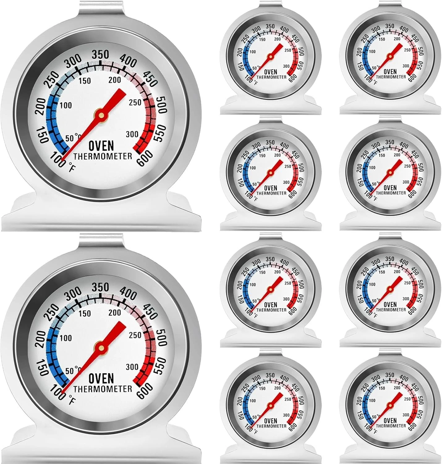 10 Pack Oven Thermometer 50-300°C/100-600°F Stainless Steel Oven Thermometers