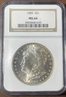 1885 Morgan Silver Dollar NGC MS64 Golden Rim Toning