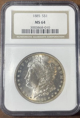 1885 Morgan Silver Dollar NGC MS64 Golden Rim Toning