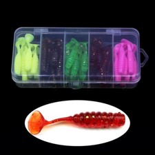 Pack 50PCS 35mm Paddle Tail Soft Fishing Lures Shad Worm Grub with Storage Case