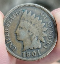 1901 INDIAN HEAD Cent - 0.01 USA 1 Cents Penny - (VERY NICE)  - DIAMOND e149 a