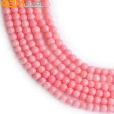 Natural Stone Dyed Round pink Orange coral jewelry making gemstone beads 15"