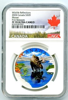 2024 $20 CANADA 1OZ SILVER PROOF NGC PF70 UCAM MOOSE FIRST RELEASES