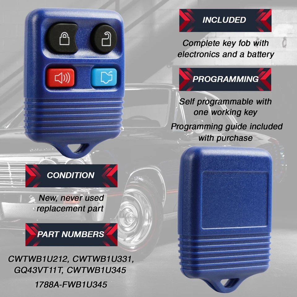 2 Key Fob Remote for 1998-2014 Ford Lincoln Mercury CWTWB1U311 Navy Blue Foto 4 de 4