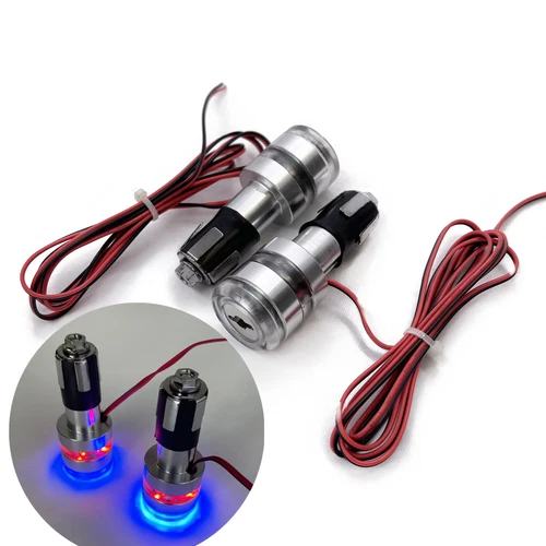 Blue LED Turn Signal Lights Grip Bar End Side Marker Indicators Motorcycle Handl