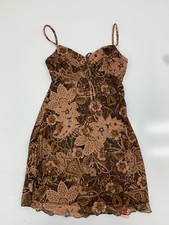 Shein Womens Light Brown Graphic Print Slip Dress Size Medium