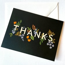 RIFLE PAPER CO. Thank You Card  Envelope - "POSEY" Floral w Gold Foil A2, Blank