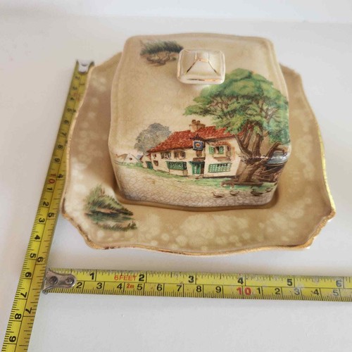Royal Winton Grimwades Red Roof Cottage Covered Butter Dish Made in England - Picture 13 of 13