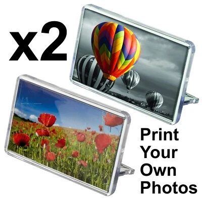 ADVENTA 2 x Fridge Magnets with Stand - Mini Photo Frame - DIY Print Blank 45 x 70mm