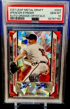 Spencer Strider 2021 Leaf Metal Draft Auto Orange Crystals #BA-SS2 #2/3 MINT 10!