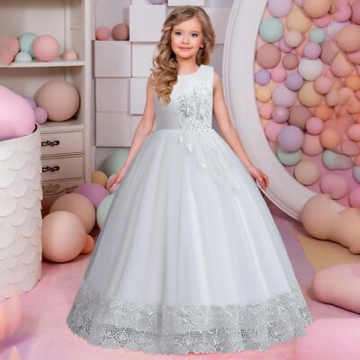 A-Line Princess V-Neck Floral Prom Dresses Long 3D Appliqued Lace Formal Dresses APD3126
