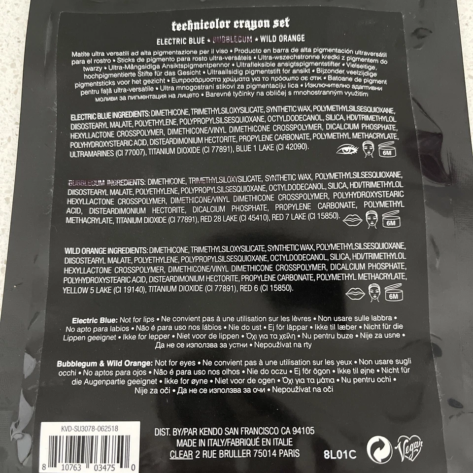 Juego de Crayones Eléctricos Kat Von D Crushes Technicolor Cara Azul y Naranja Salvaje Cerdos Foto 4 de 4
