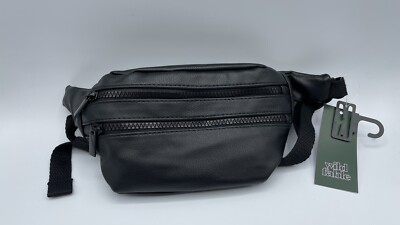 Wild Fable Faux Leather 2 Pocket Fanny Pack Black Brand New
