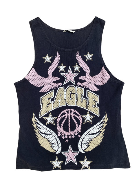 Dries VAn Noten  Black Eagle Ribbed Tank Top  Size S fits XS