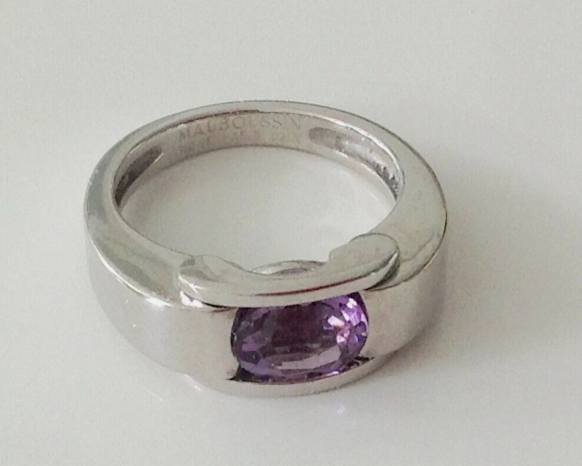 100% Authentic Mauboussin Amethyst 18k White Gold Ring Size 100% Authentic Mauboussin Amethyst 18k White Gold Ring Size