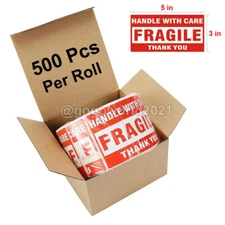 3" X 5" 500 Fragile Stickers Handle With Care Warning Mailing Shipping Labels US