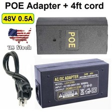 US 48V-0.5A Wall Plug POE Injector Ethernet Adapter IP Phone/Camera Power Supply