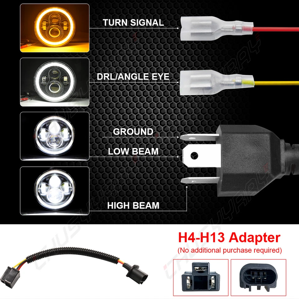 Pair 7" inch Round LED Headlights High Low Beam for BMW 2002 1966 1967-1976 - Image 3 of 4