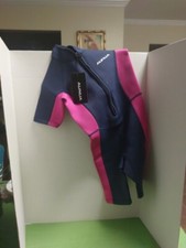 AUNUA Kids Wetsuit, Shorty PINK BLUE, Premium Neoprene, Size 6