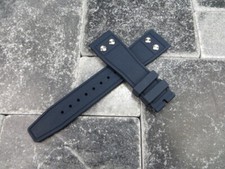 New 20mm Rivet Rubber Strap Blue Diver Watch Band for IWC Big Pilot Portugieser