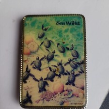 Vintage Art Print 1993 Sherry Vintson  Green Turtle Sea World Magnet 2.25x1.5"
