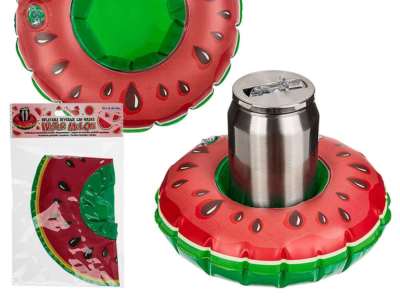 WASSERMELONENFÖRMIGE NEUHEIT AUFBLASBARE DOSENHALTER POOL SCHWIMMER ZUBEHÖR