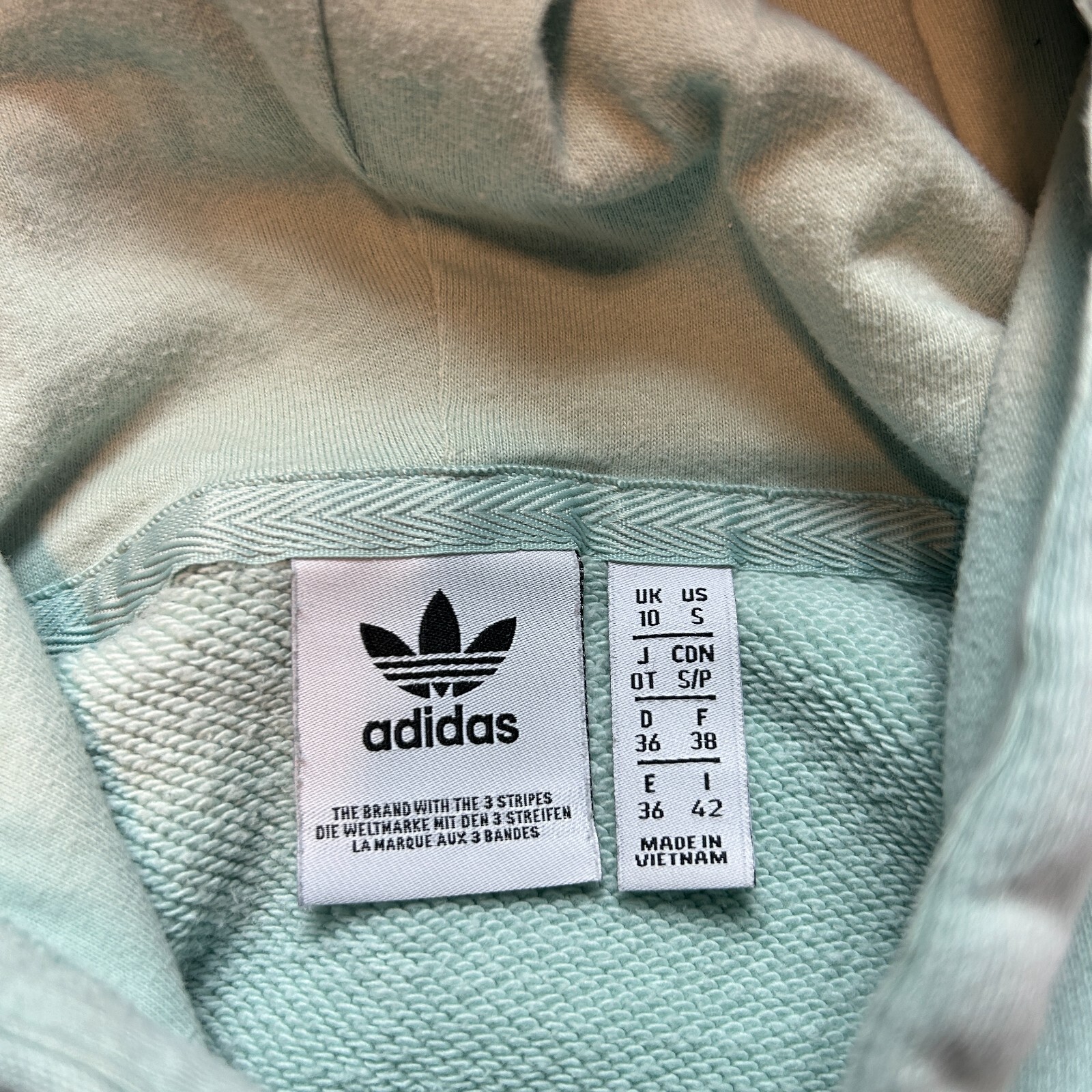 Adidas Crop Top Hoodie Sweatshirt Long Sleeve Blue Women's Size Small thumbnail 9