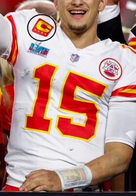 Super Bowl Lvii MVP Patrick Mahomes Qb 4-   Star Zum Aufbügeln Rot Captain Gold