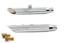 Wyatt Gatling Chrome Slash Slip-On Muffler Set fits Harley Davidson
