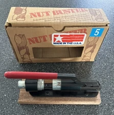 Vtg Nut Buster Adjustable Nutcracker ShellsNuts Of All Sizes Solid Oak Base Used